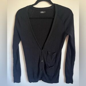 Kate Spade Saturday Cardigan Ribbed Knit Linen Cotton Button Sweater - Black - S